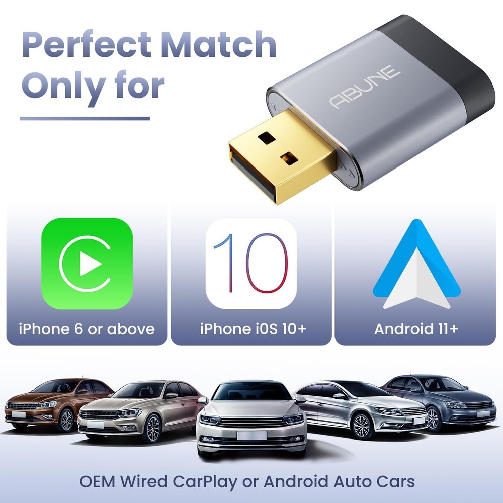 2025Mini Wireless CarPlay Adapter for iPhone & Android ,Easy to Use Bluetooth