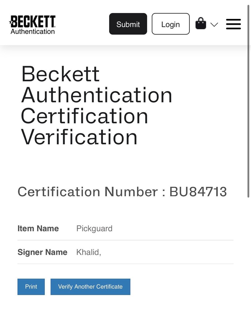 Khalid Autograph Signed Stratocaster Pickguard with Beckett COA