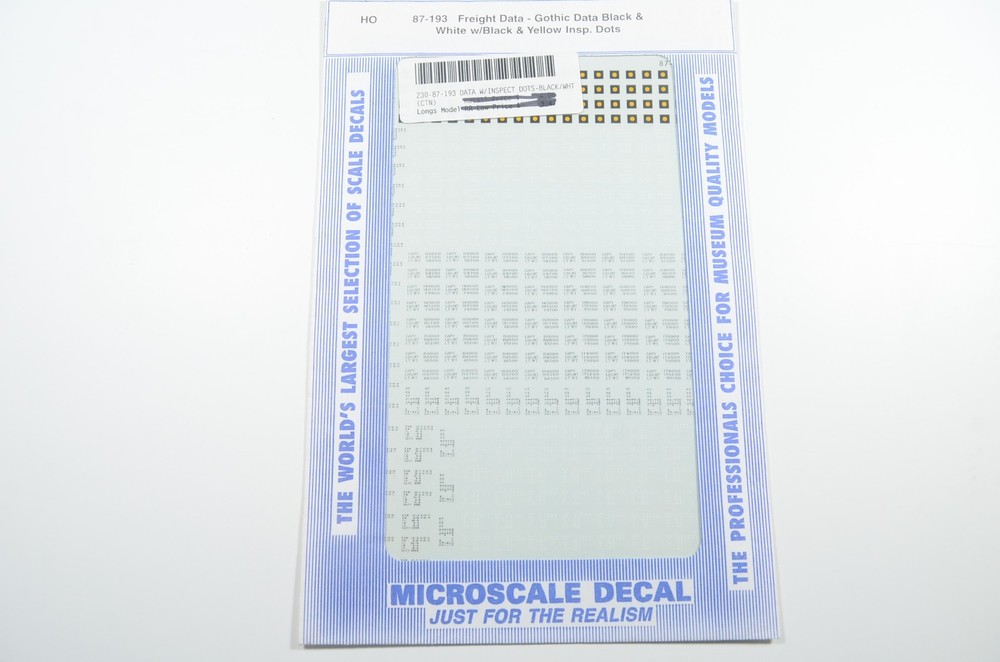 Microscale HO Railroad Gothic Freight Data Decal - 87-193