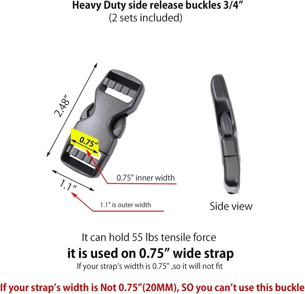 Side Release Buckles Heavy Duty Plastic Buckle Snap Clips Clasps Backpack Buc...