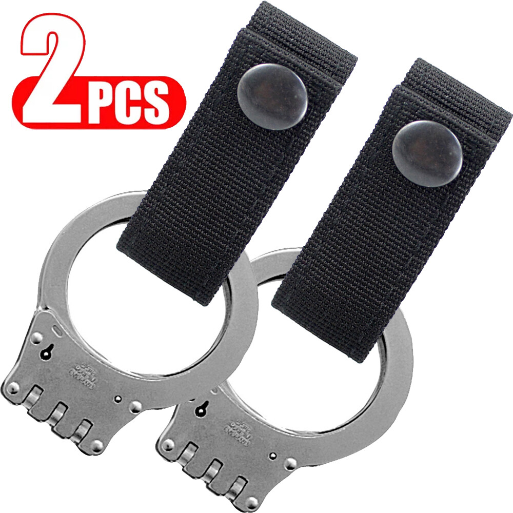 2Pcs Tactical Handcuff Strap Holder Nylon Safety Snap Closure Case Strap Belt