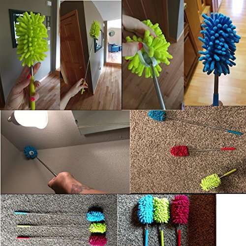 3 Pack Retractable Long-Reach Washable Duster for Cleaning, Microfiber Hand