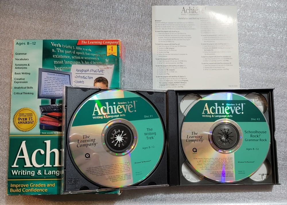 Achieve! Writing & Language Arts Grades 3-6 CD Learning Software Windows & Mac