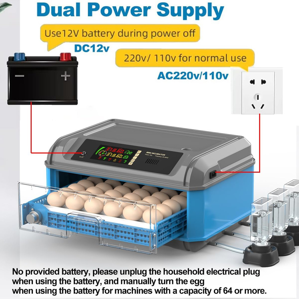 Egg Incubator for Hatching Eggs - Chicken Egg Incubator with Automatic Egg Turni