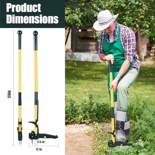 Weed Puller Tool, 50IN Long Handle Stand Up Weeding Tool, Extra 4 Claws