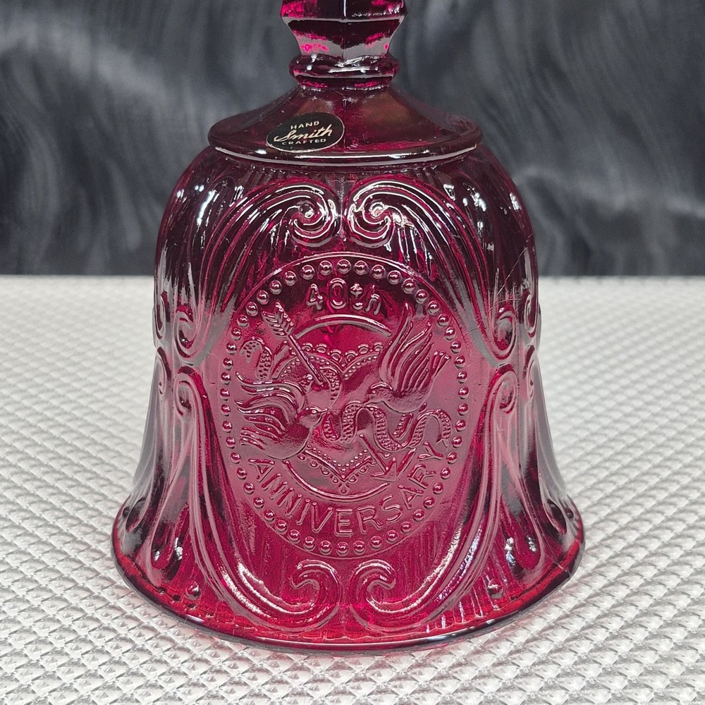 Vintage L.E. Smith Ruby Red 40th Anniversary Bell 6" Tall