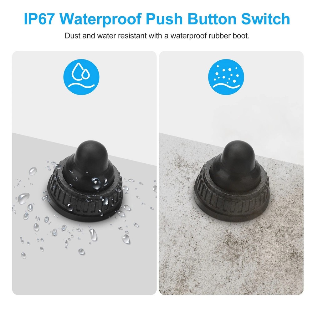 10 Pieces Waterproof Push Button Switch 4.5" Cord for IP67 LED Light Motorcycle