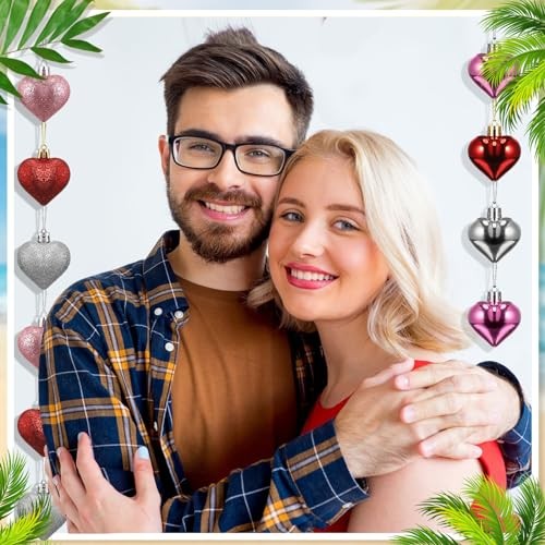 72 Pcs Easter Ornaments for Tree Valentines Day Tree Plastic Glitter Style