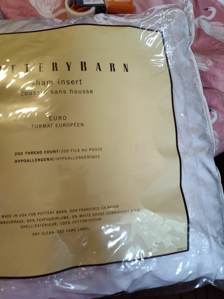 POTTERY BARN SHAM INSERT EURO 200 THREAD COUNT