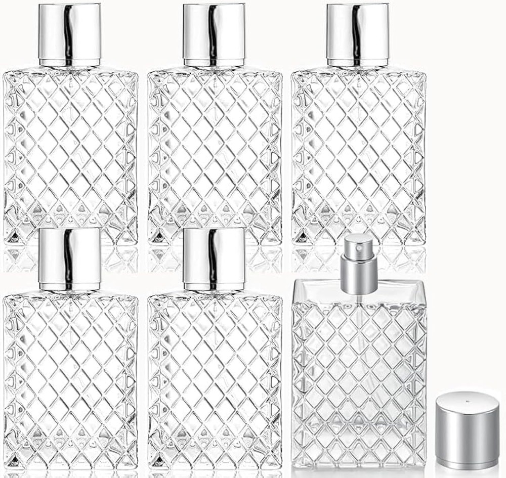6 Pack Refillable Spray Bottles Perfume Atomizer, 100ML 3.4Oz Glass Empty Fine M