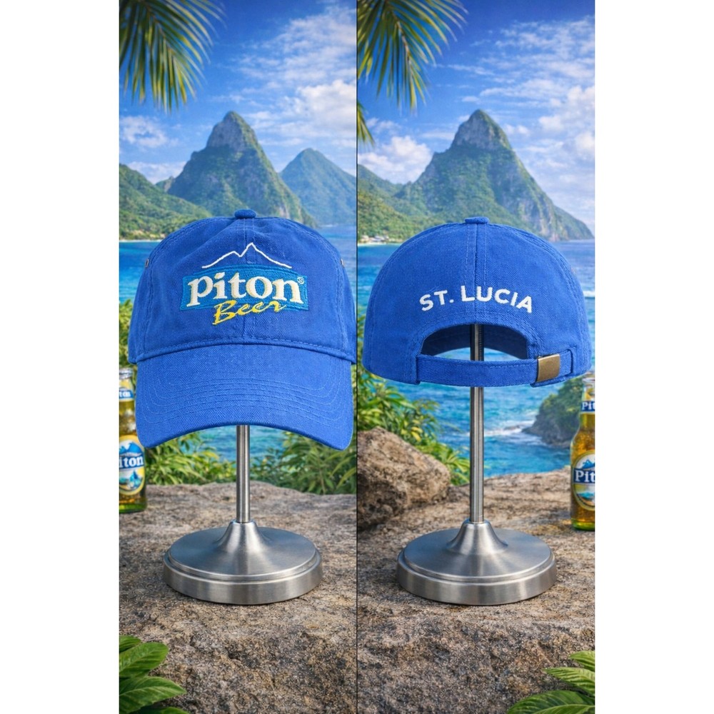 Piton Beer St Lucia Hat Blue Strapback Caribbean Island Cap