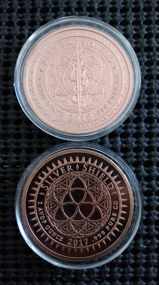 2018 Government Mind Control & 2017 DisOBEY John Lennon 2oz Copper Silver Shield