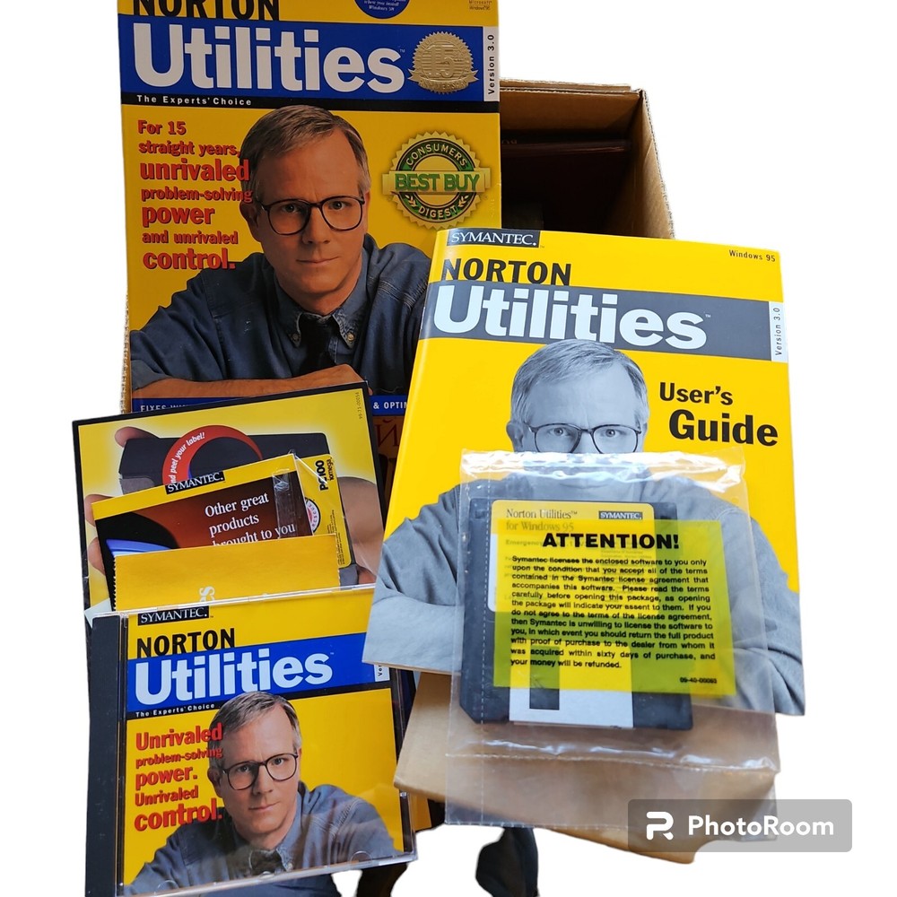 Symantec Norton Utilities For Windows 95, Includes Floppy Disk, Vintage