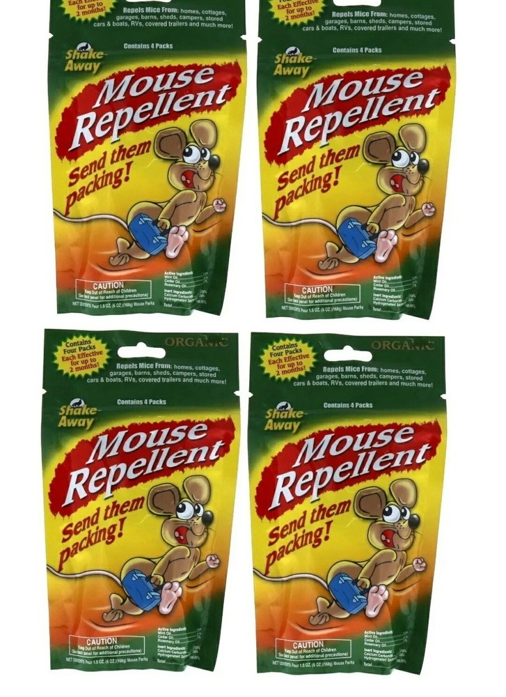 4 Packs Shake Away 4 Pouches Mouse Repellent ~ New