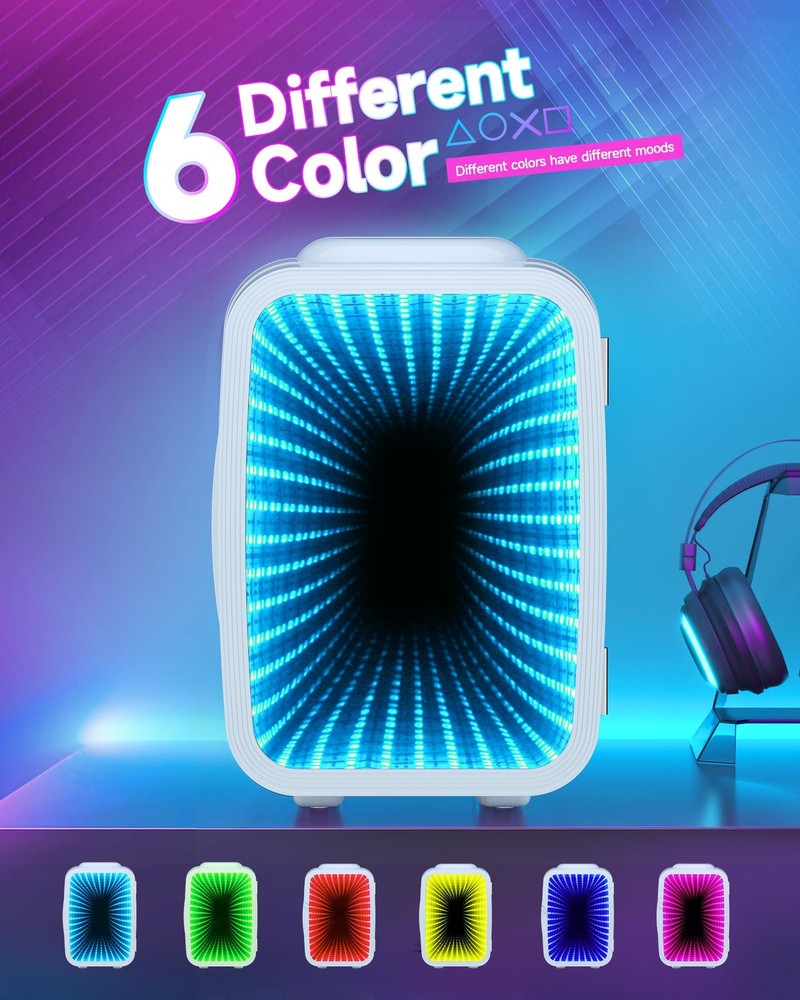Mini Fridge, 4 Liter/6 Cans Small Refrigerator With Dimmable LED Light,AC/DC ...