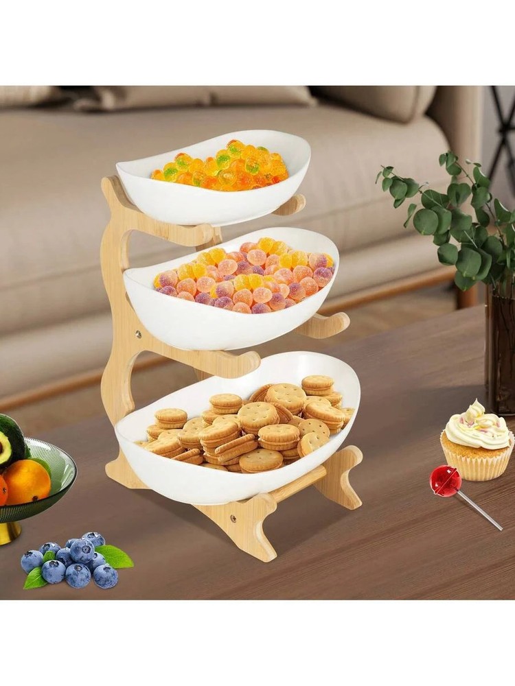 NEW 3-Tier Bamboo Storage Rack, Multi-Purpose Fruit & Snack Organizer Stand For