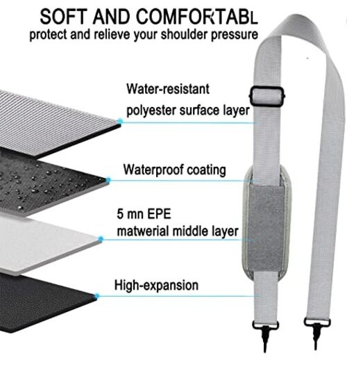 Shoulder Strap, Durable 55" Universal Replacement Laptop Shoulder Strap, Grey