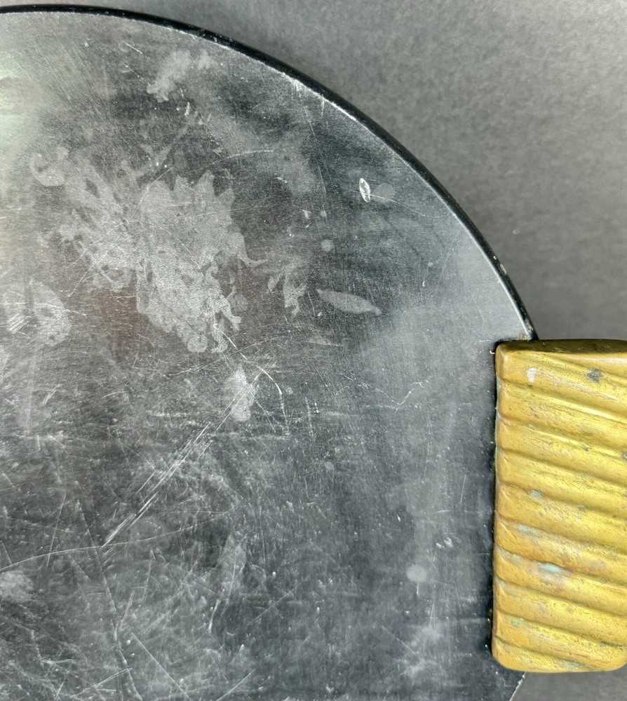 Decorative Round Marvel Tray With Brass Handles