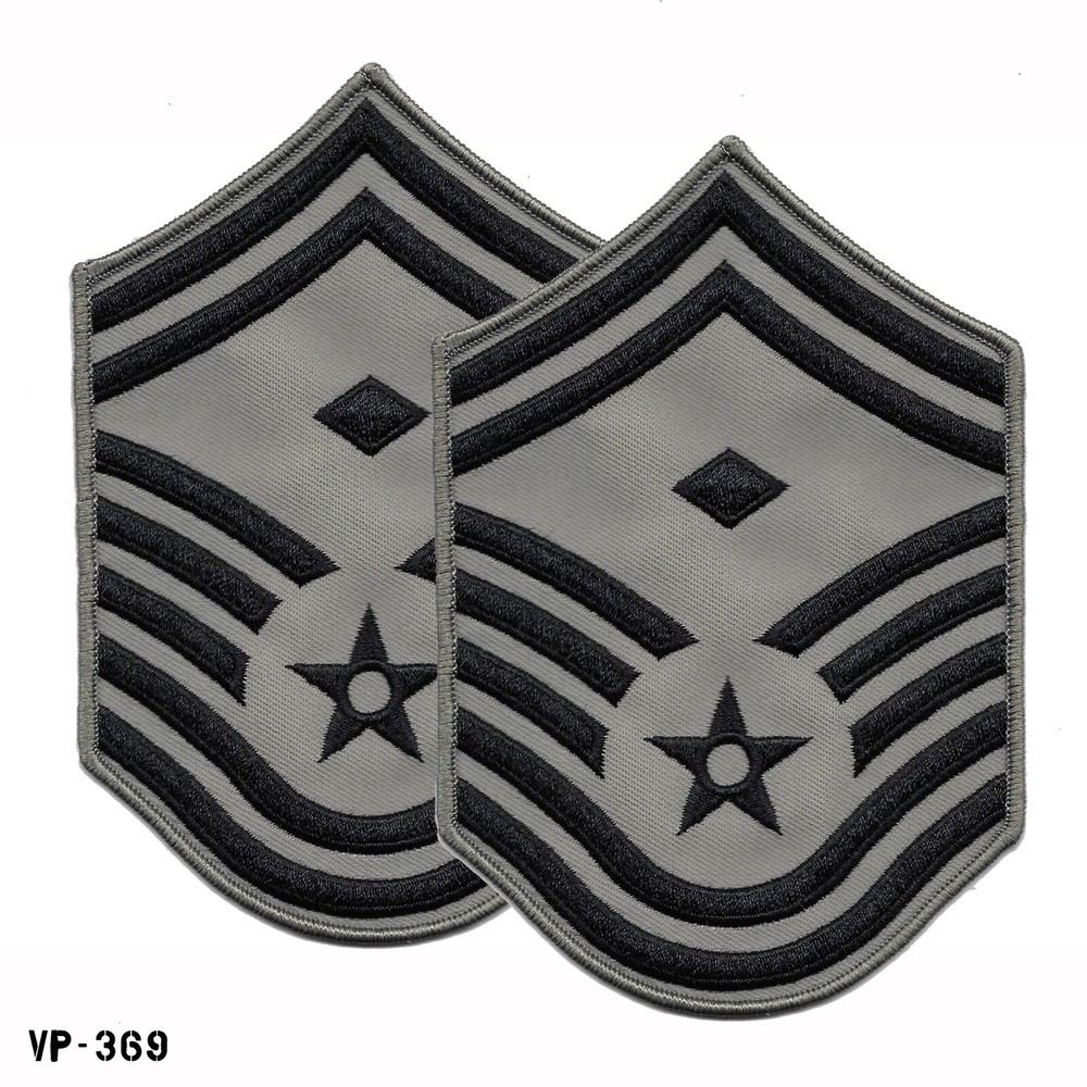 PAIR USAF BDG ABU SR Master Sergeant Diamond Patches Large SMSGT E-8 Vanguard