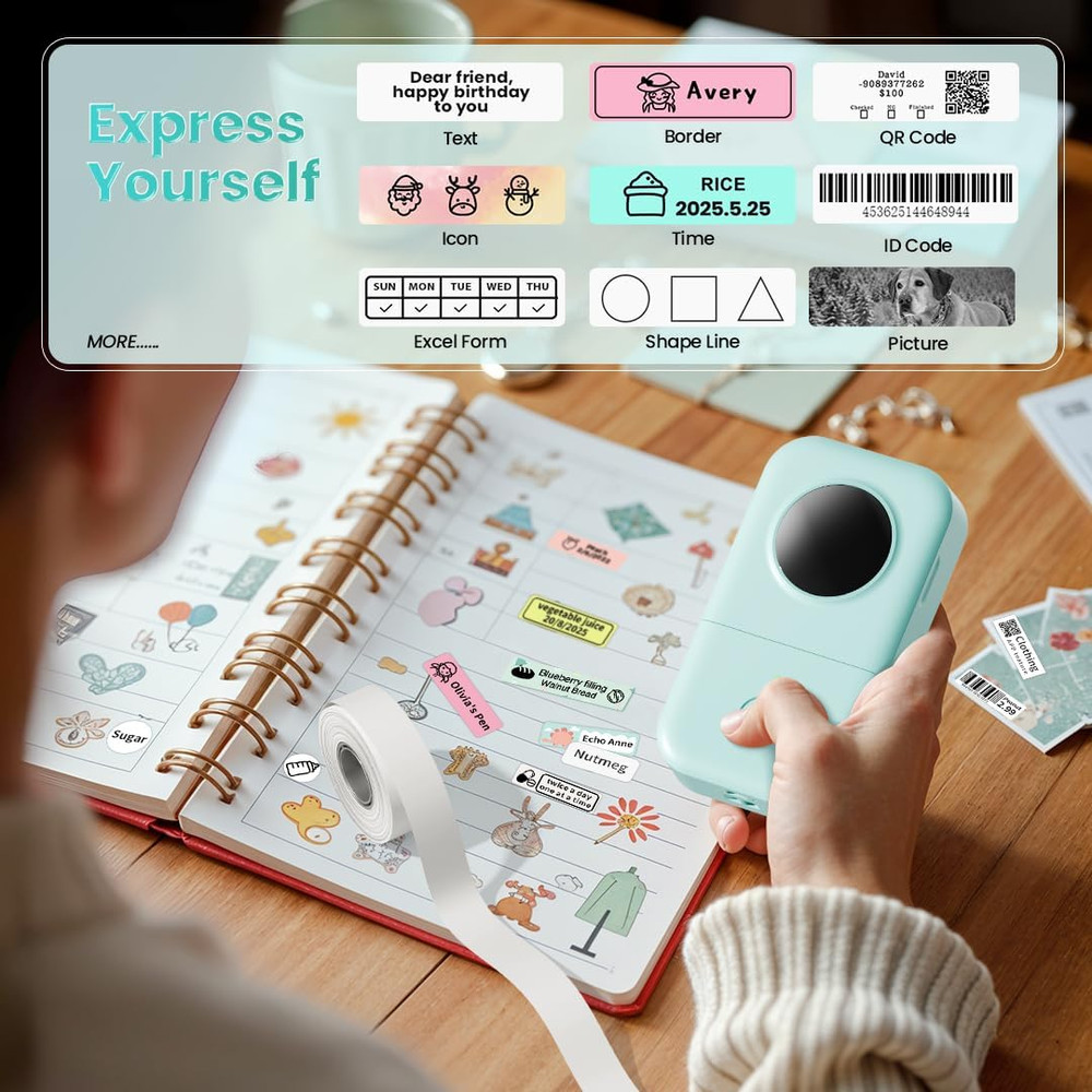 Bluetooth Label Maker Mini Thermal Sticker Printer for Home Office Organization