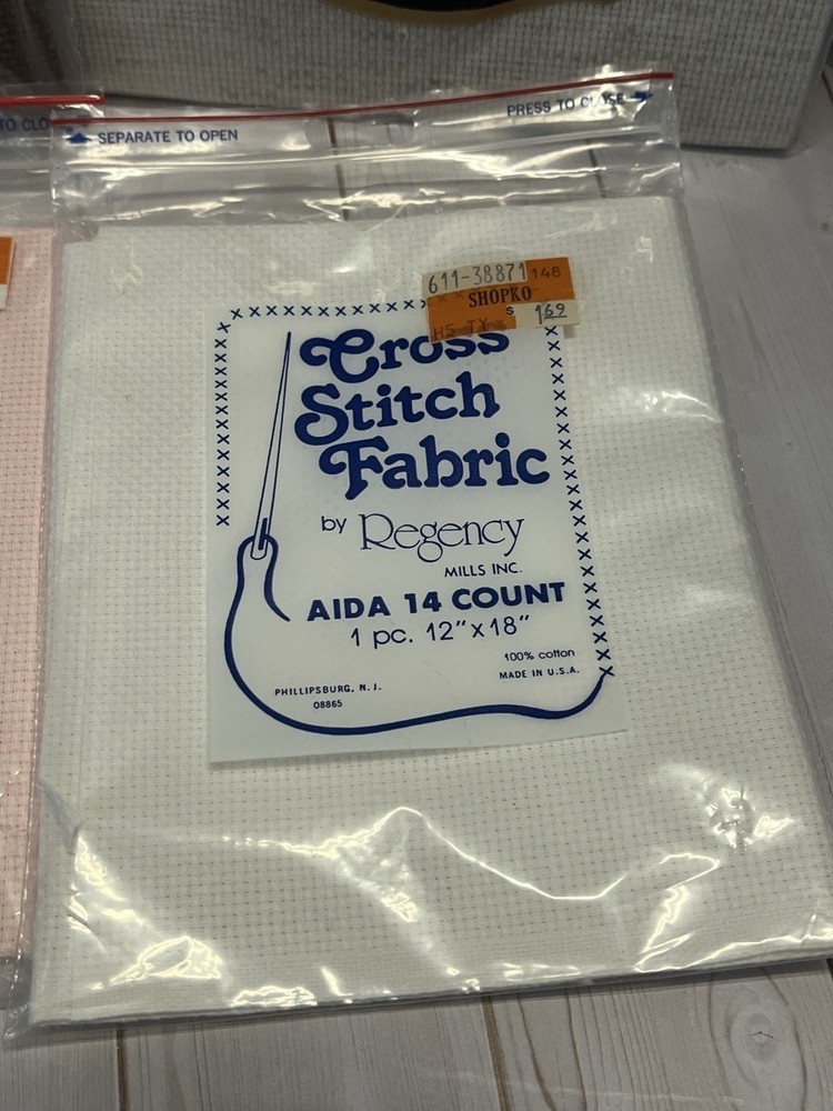 mixed lot 6 packages cross stitch fabric