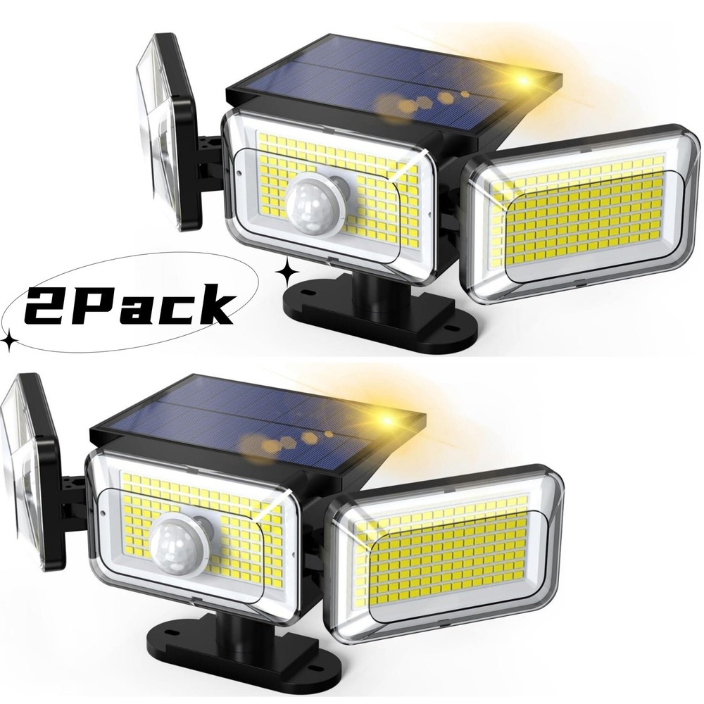 2 Pack LED Motion Sensor Solar Lights ,Outdoor IP65 Waterproof Security Lamp