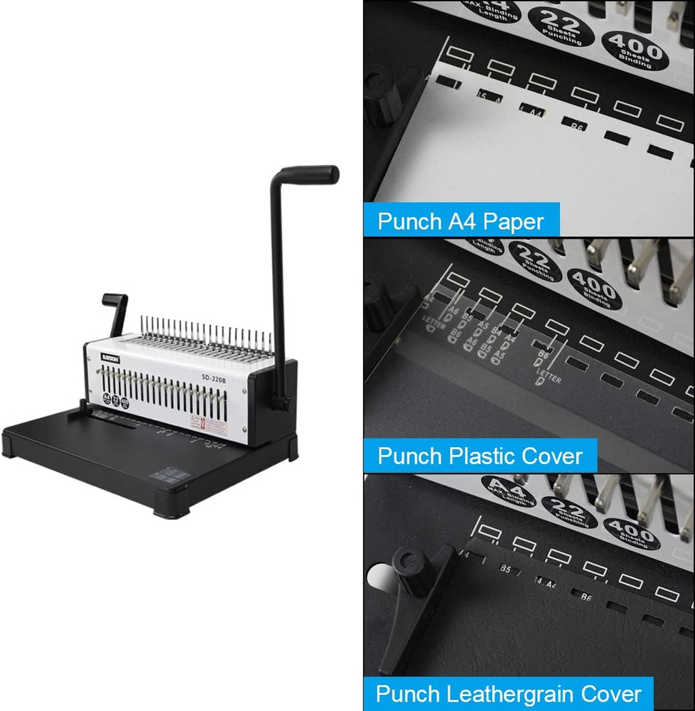 SD-220B Binding Machine, 21 Holes Comb Binding Machine, Max. Punch 20 Sheets & B