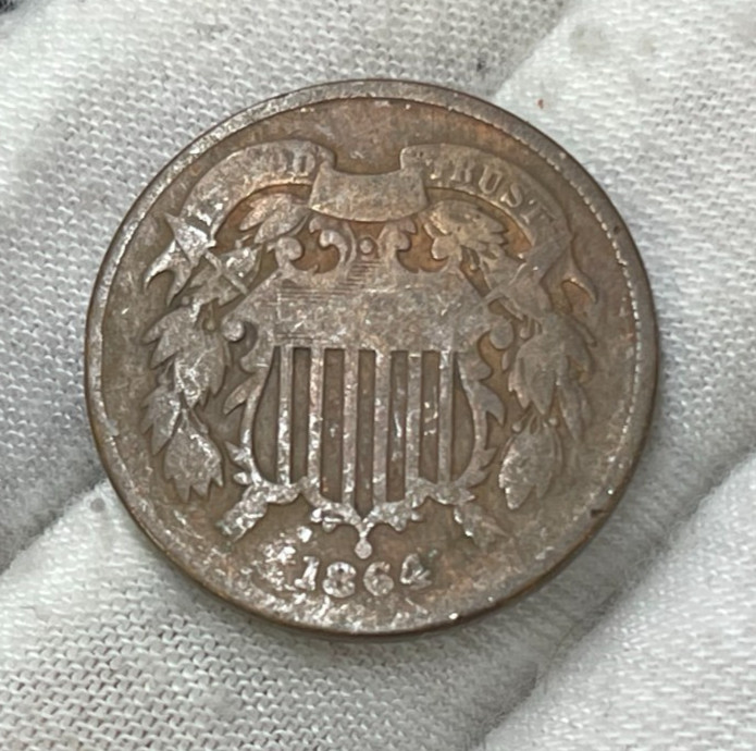 1864 US 2 Cent Piece Coin