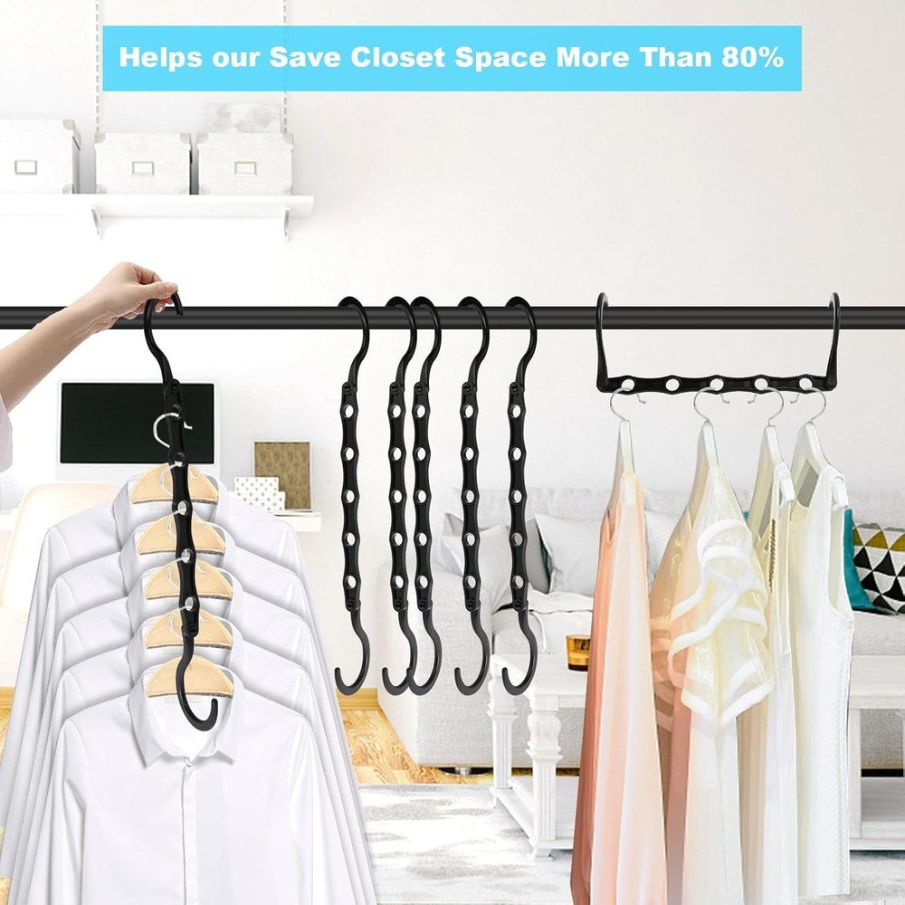 DUCOO Closet Hangers Space Saving Black 10 Pack