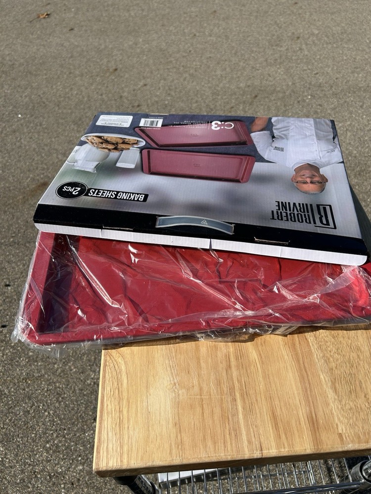 Robert Irvine 2-Piece Baking Sheets set in red NIB