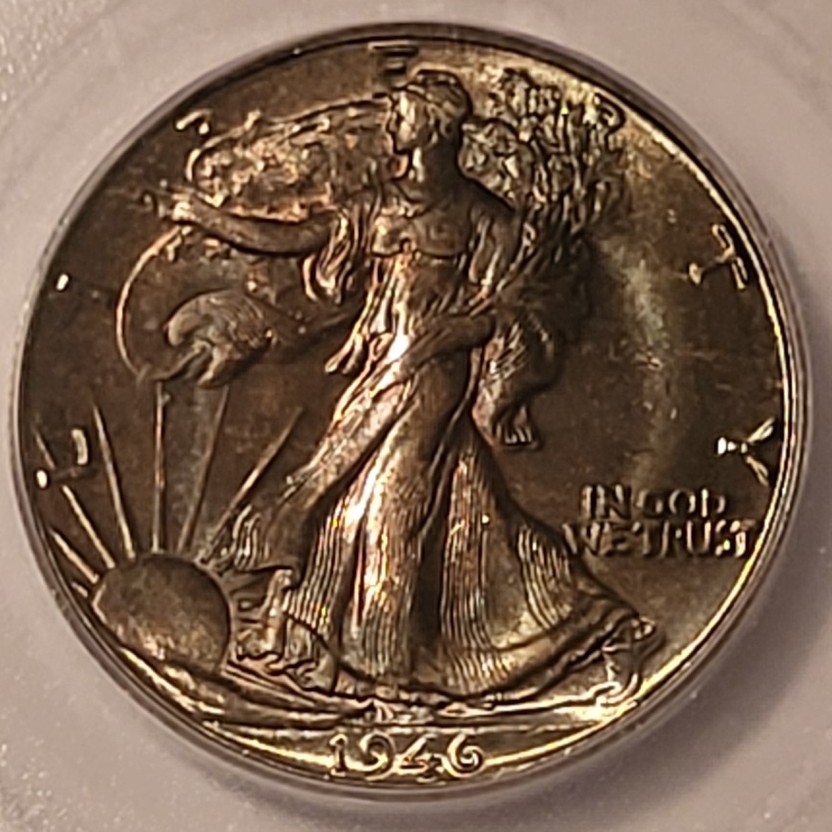 1946 D Walking Liberty Half Dollar Unc MS66+ ICG Toned