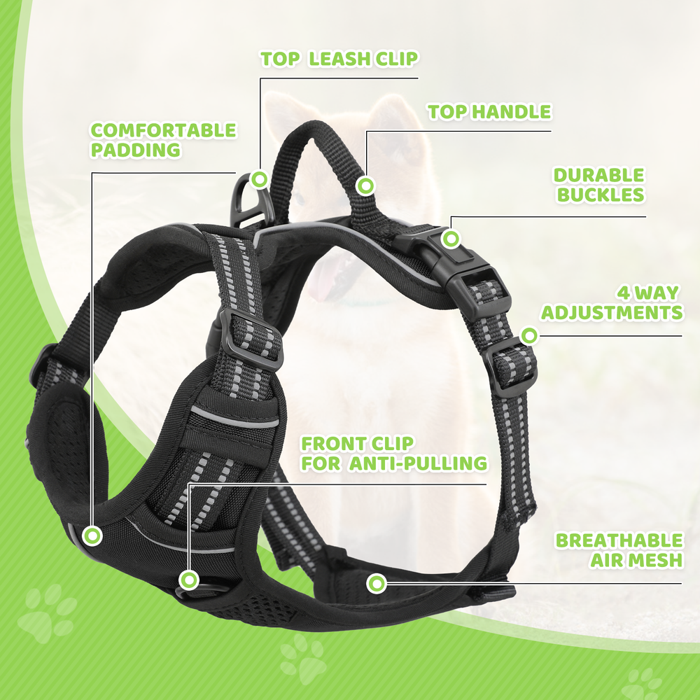 No Pull Adjustable Reflective Dog Pet Harness Puppy Vest w/Handle for Medium Dog