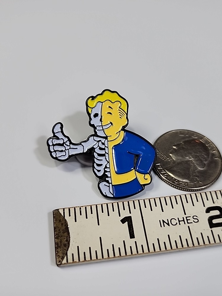 Vault Boy Lapel Pin Fallout Mascot Half Skeleton Thumbs Up