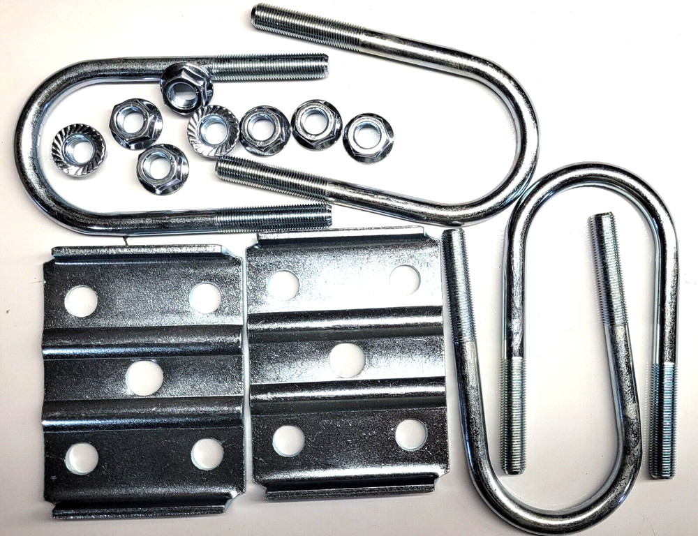 Axle u-bolts plates 2 3/8" kit with nuts for trailer spring replacement Zinc