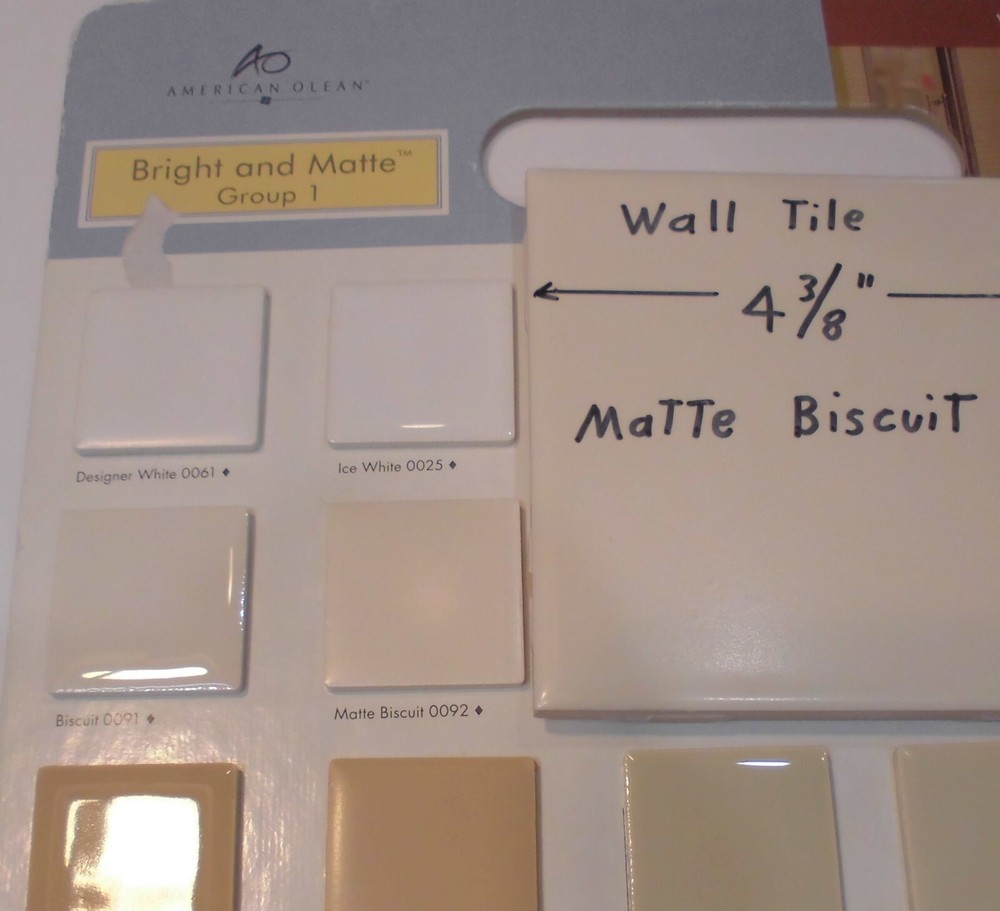 1 pc. Matte Ceramic Wall Tile *Biscuit Color* 4-3/8" X 1/4" thick, off-white,