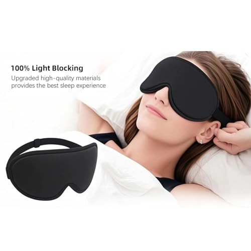 Sleep Mask,3D Contoured Sleeping Mask,99% Light Blocking Eye Mask, Zero Black