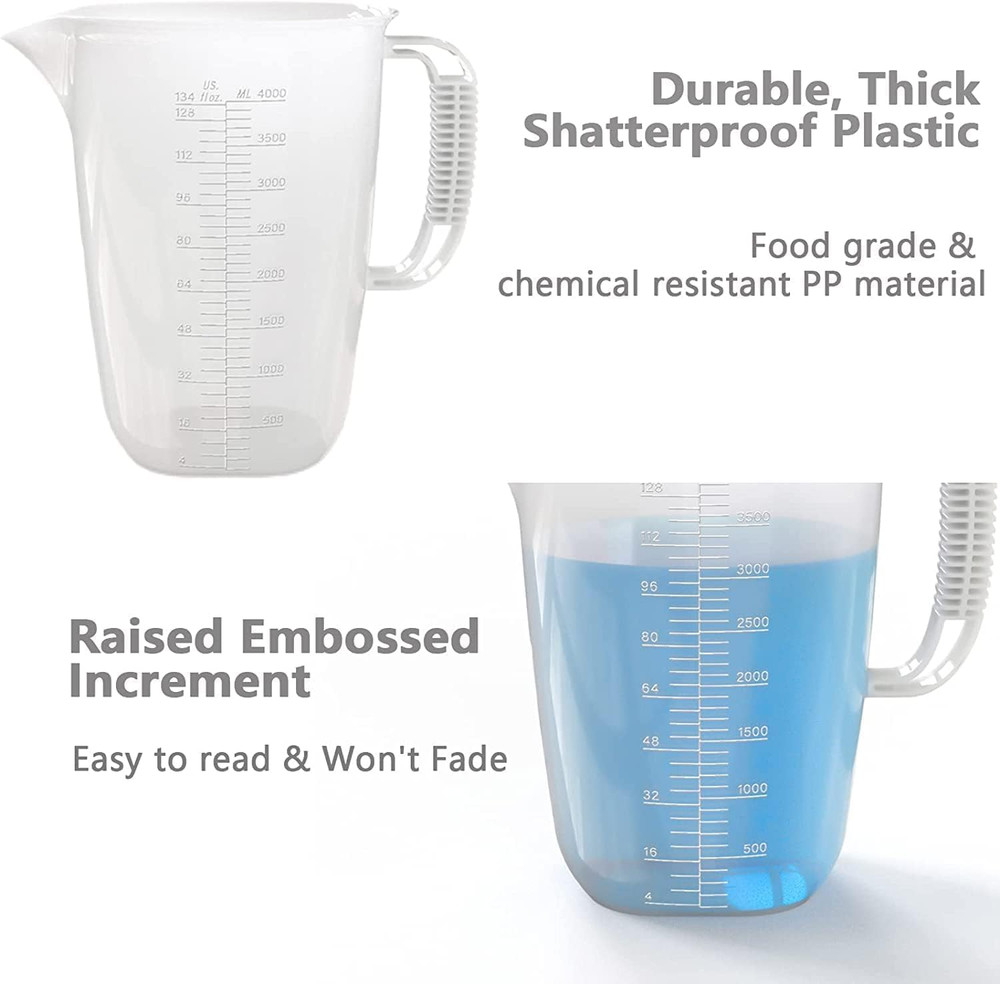 1 Gallon Measuring Pitcher-Convenient Conversion Chart,134Oz Extra Large Plastic