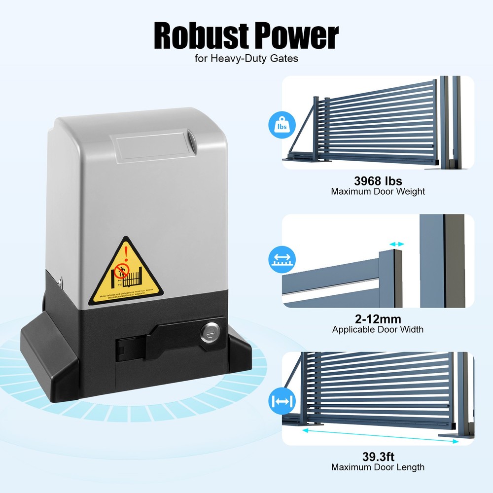 Motorized Sliding Gate Operator Electric Gate Opener W/ Remote Control 750W