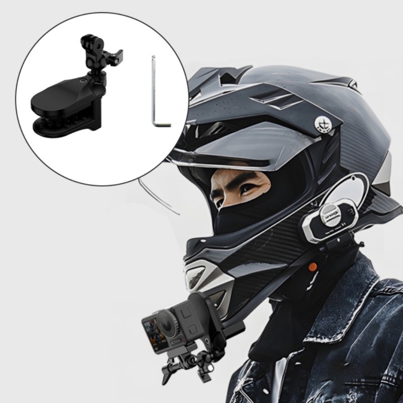 Motocycle Helmets Chin Clamp Mount 360 Degree Rotatable Tightly Bites Adjustable