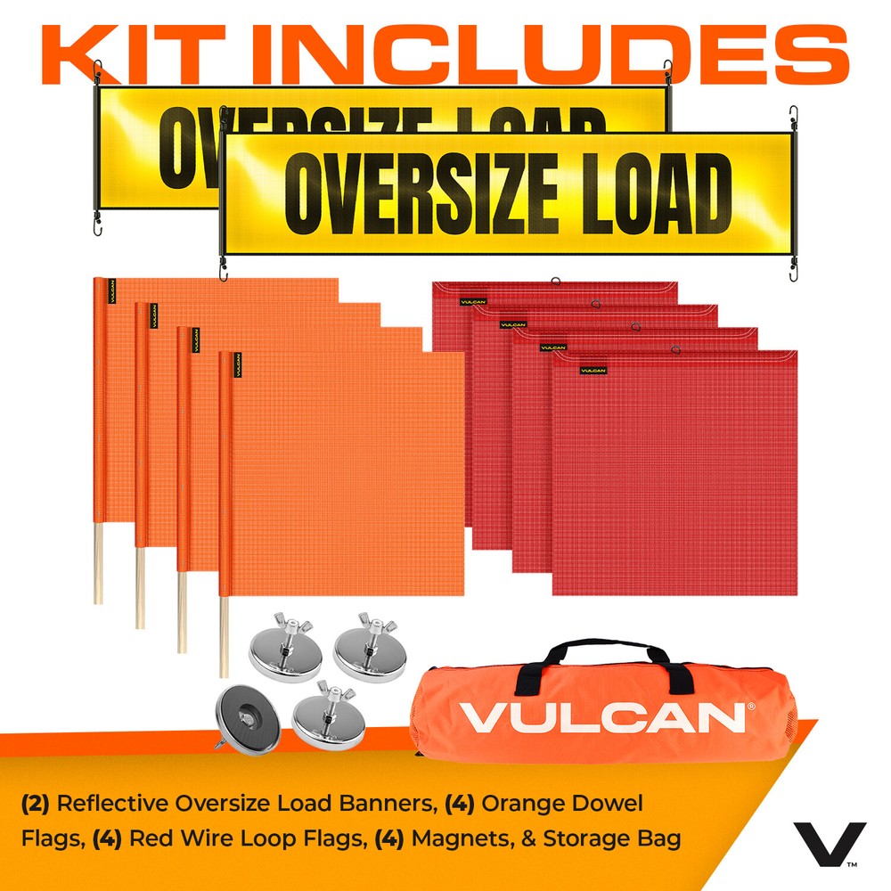 VULCAN Premium Oversize Load Flags, Reflective Banners, & Magnets Kit
