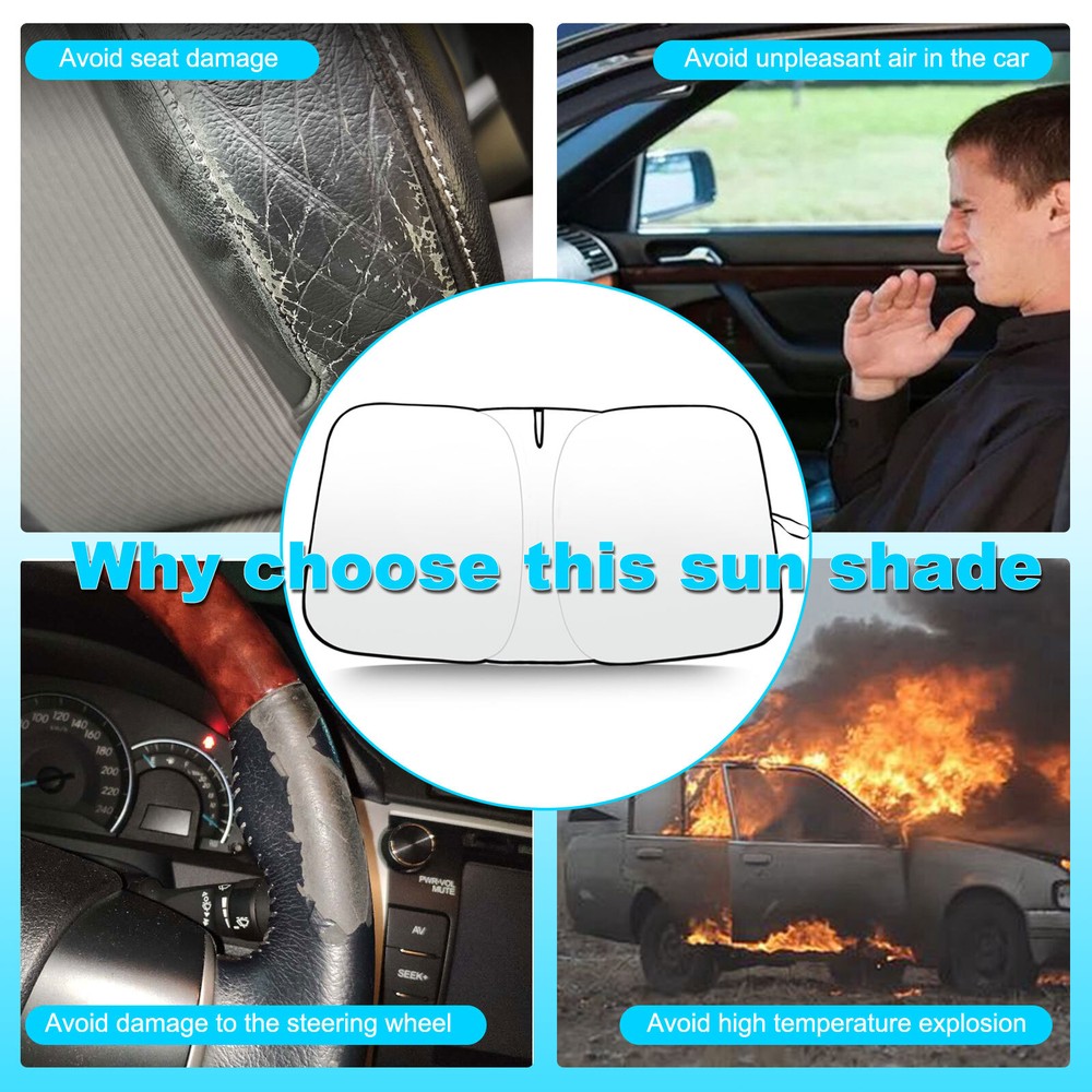 For 1996-2025 Chevy Express Foldable Windshield Visor UV Block Cover Protector