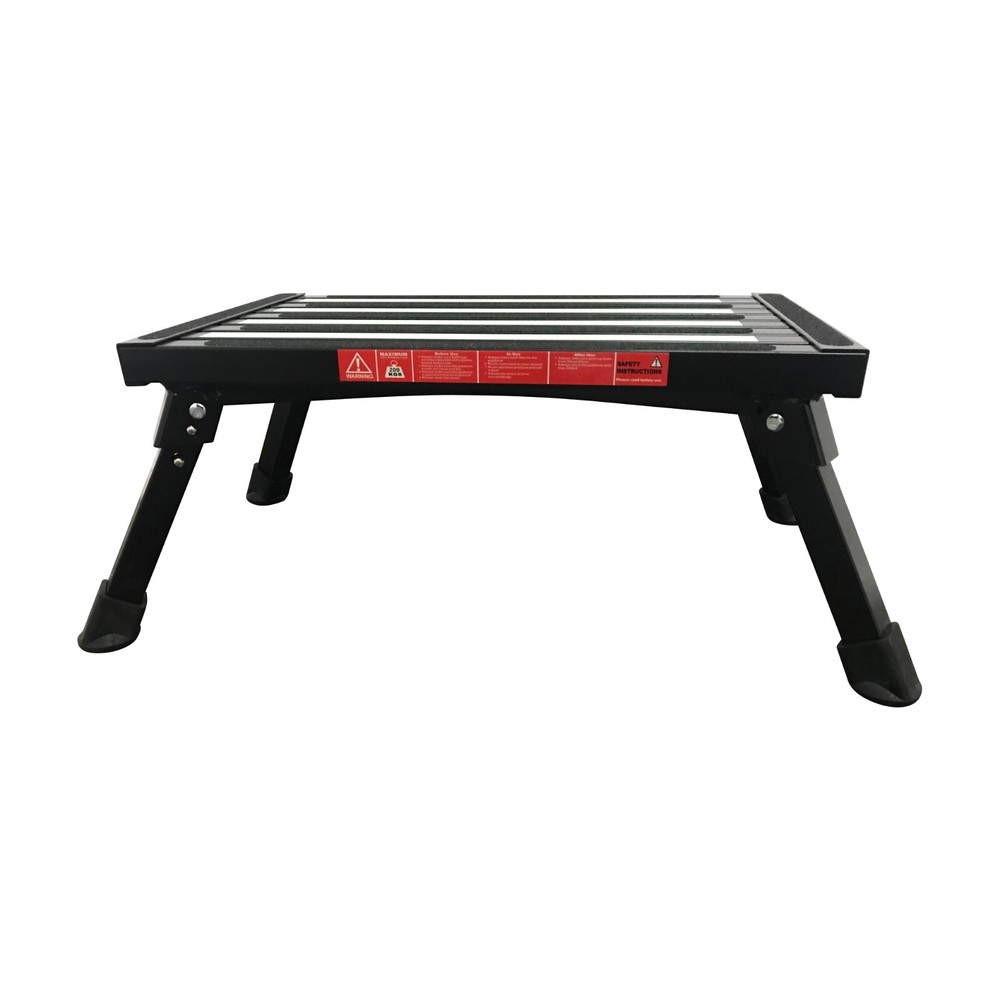 Caravan RV Lightweight Compact ILLUMINATING Folding Platform Step 22cm Black