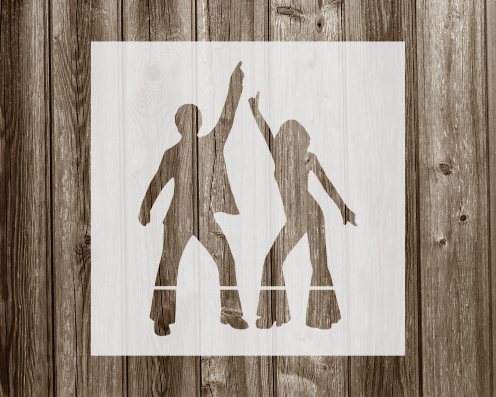 Disco Dancers Stencil, Durable Handmade Mylar Reusable Craft Template, 366