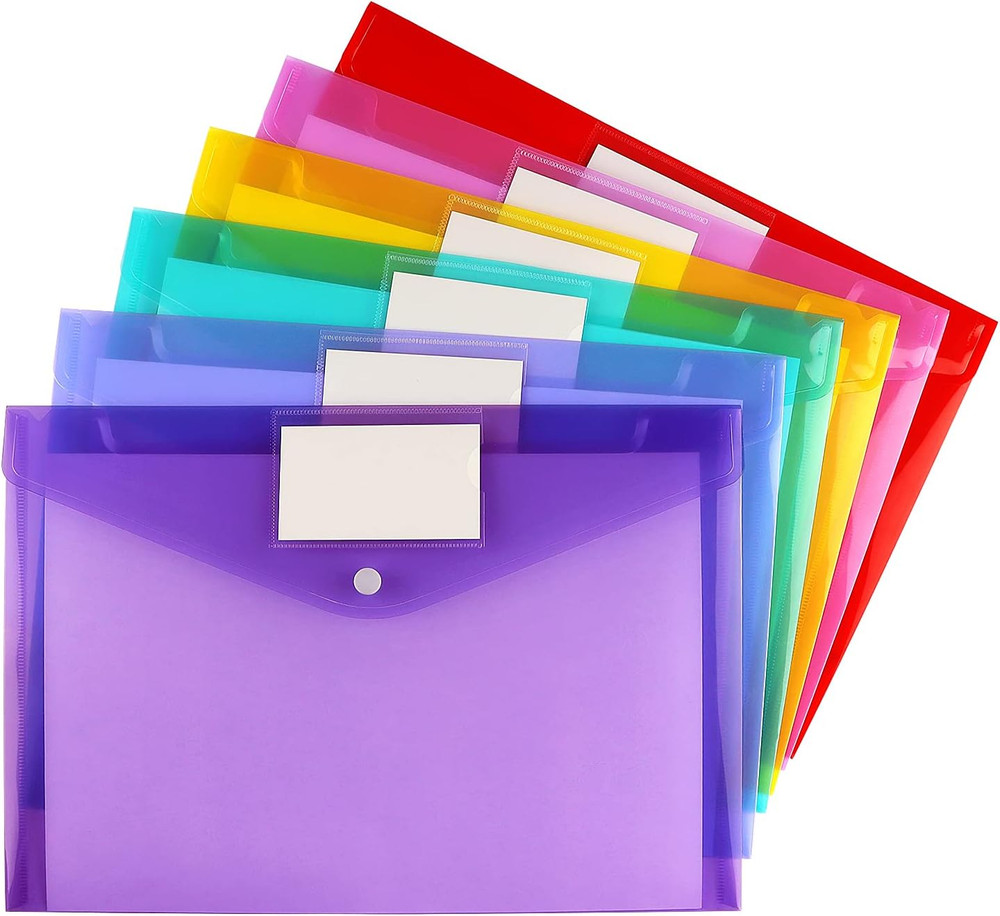 6 Pack Clear Document Folders Plastic Envelopes Poly Envelopes File Envelopes wi