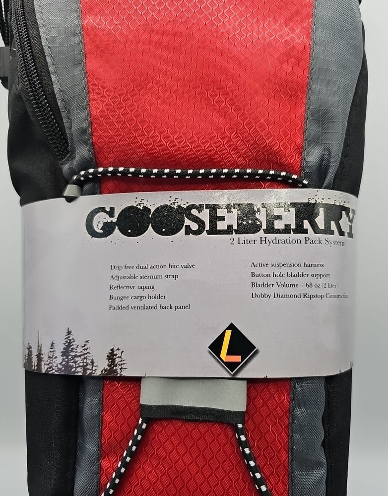 2 Liter Hydration Pack System Gooseberry , Red Rip Stop Backpack