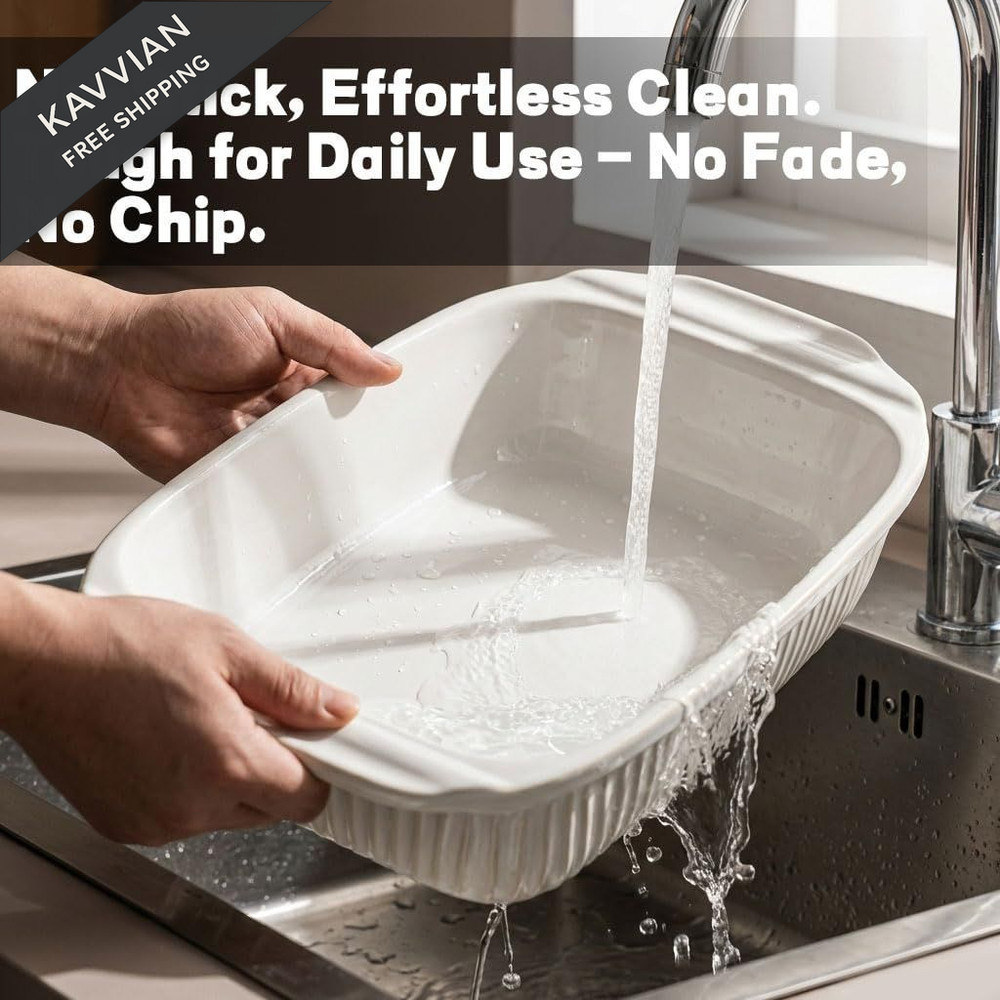 5.1QT (Baking Dish With Lids) (White), White - - Baking Lids
