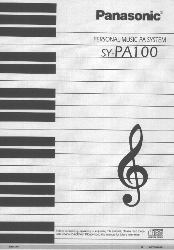 Panasonic SY-PA100 Keyboard Owners Instruction Manual