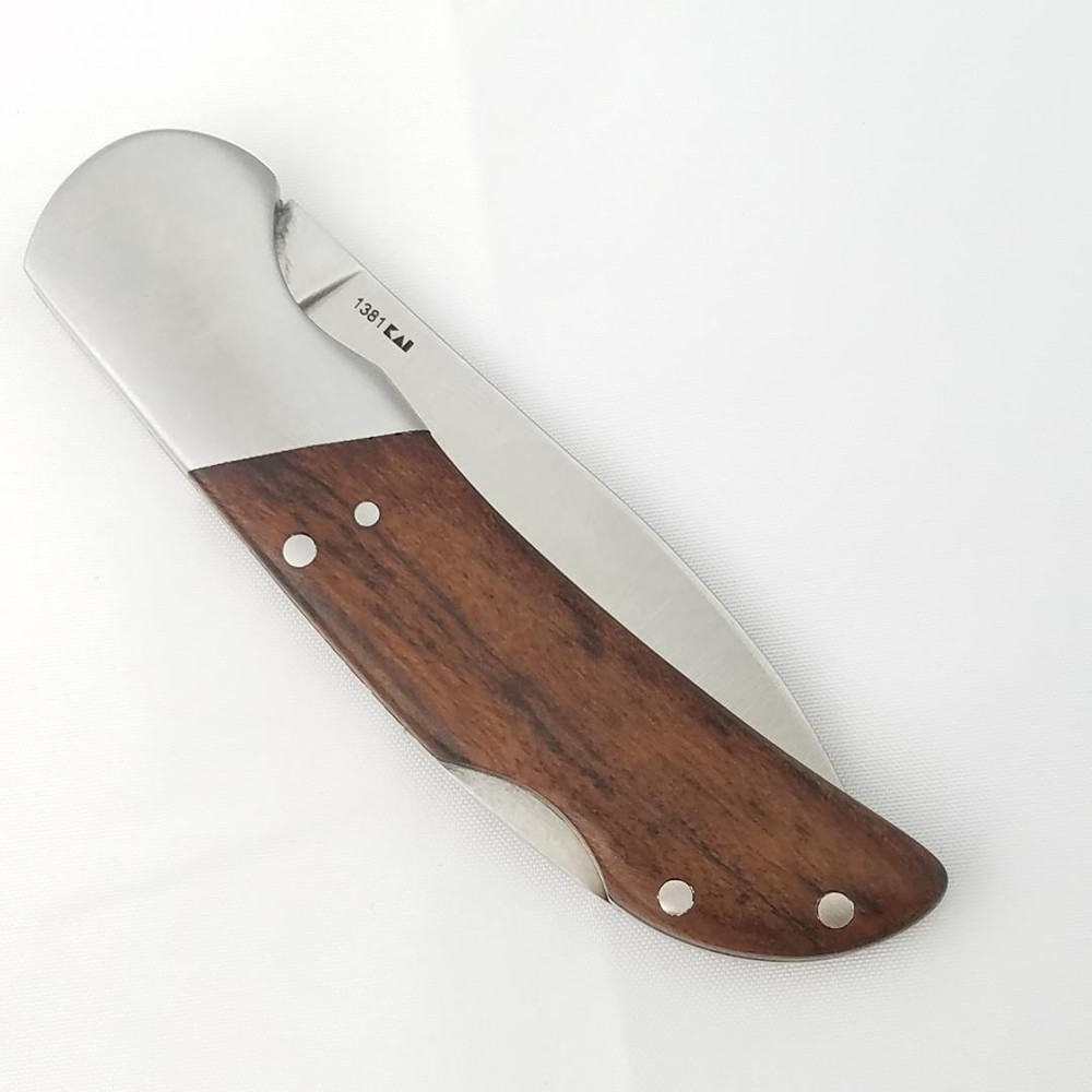 Kershaw Baseman Pocket Knife Lockback Brown Wooden Handle Stainless Folding