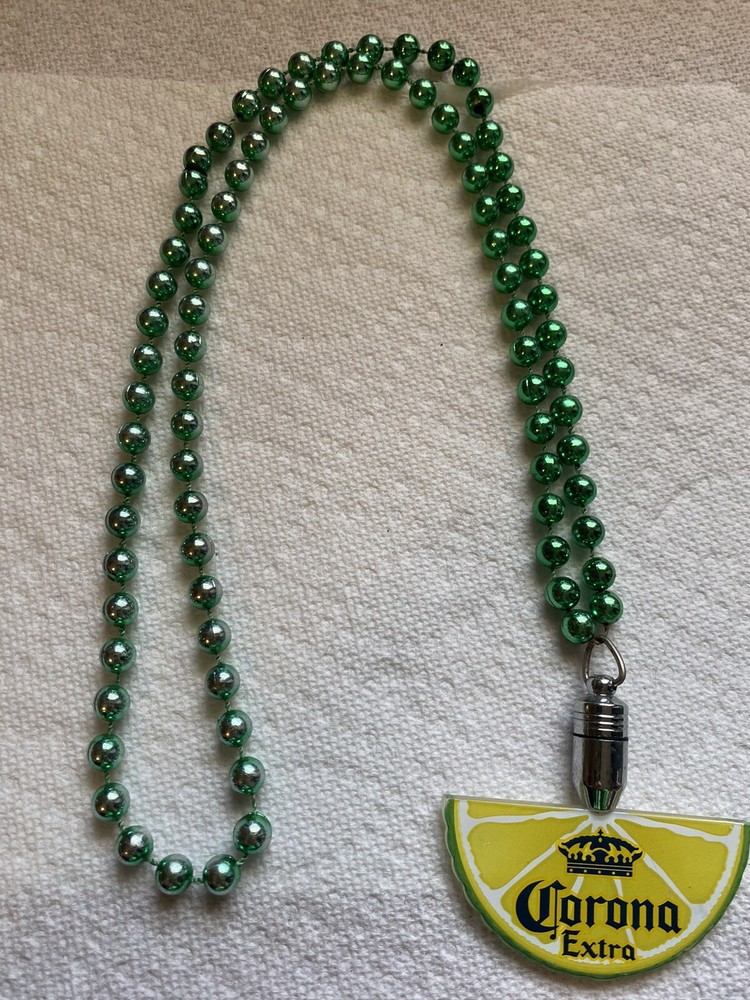 Corona Extra Beer lime wedge mardi gras beads