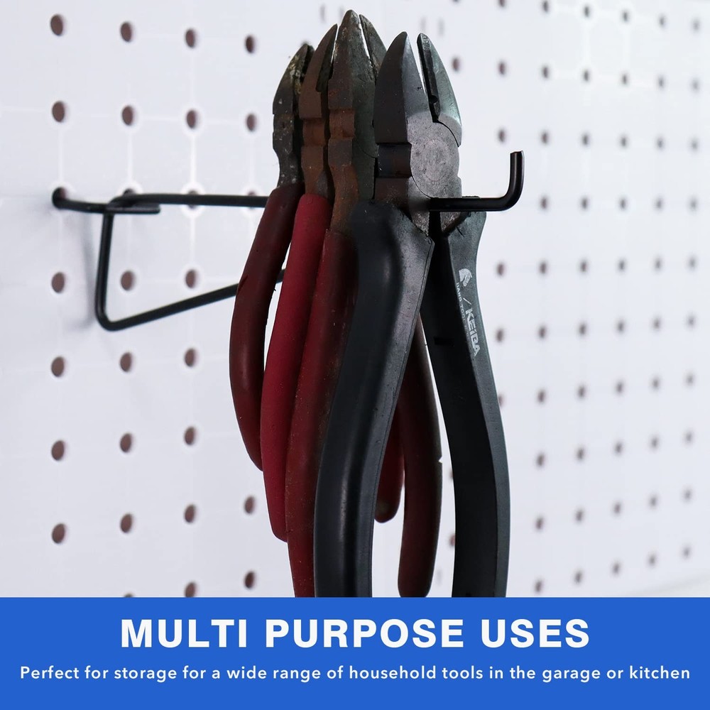 8 Pcs Black Pegboard Shelf Brackets, Hooks, Fits 1/4 Pegboard, Organizer